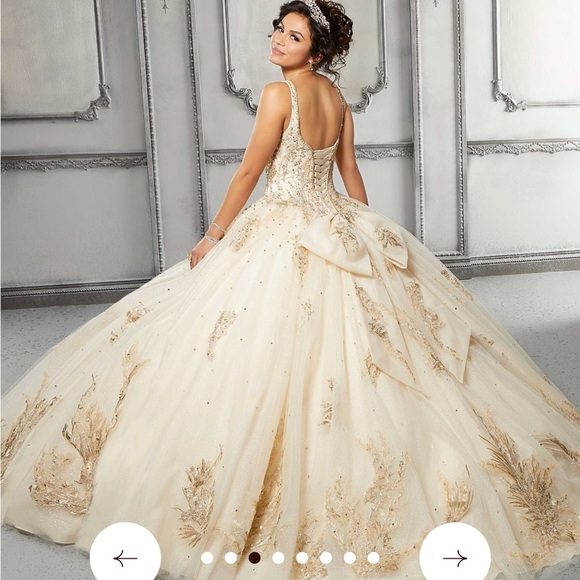 Mori Lee Gold Embellished Prom Dress